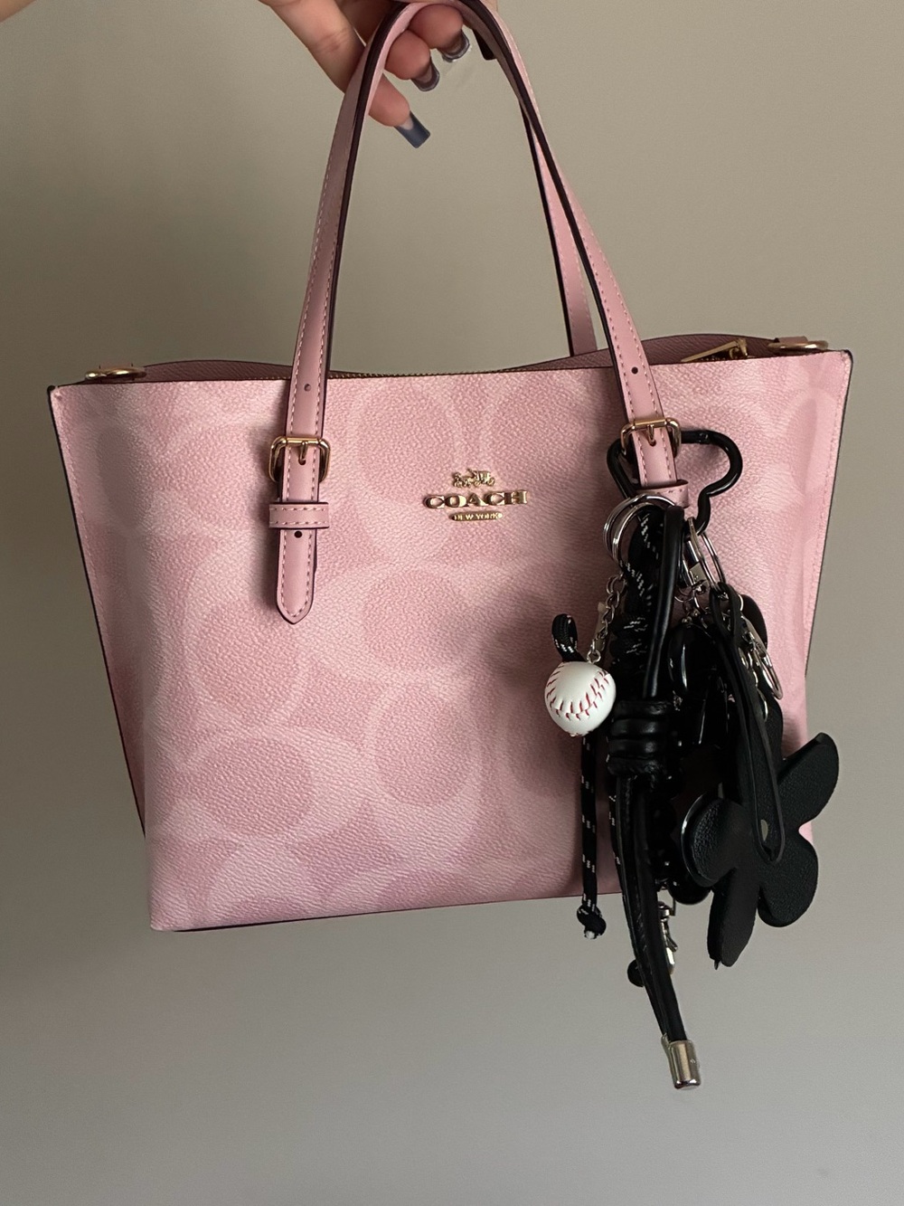 Black Floral Charm Keychain Cluster Bag Charm